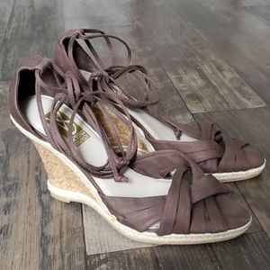 Victoria Spenser Lace-Up Wedge Espadrilles Sandals